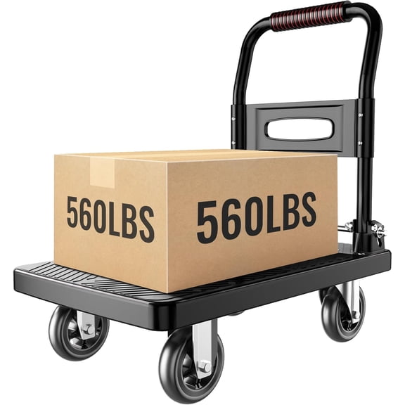 Foldable Push Cart Platform Cart,Moving Platform Hand ,Foldable for Easy Storage and 360 Swivel Silent Wheel.(560 lbs)