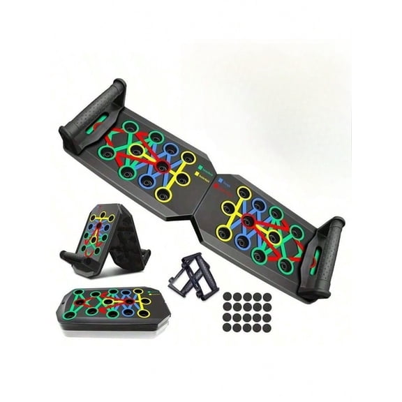 Foldable Push-Up Board Set with Handles, Black, for Chest & Core Training, Portable Home Gym Fitness Equipment, 1 Pack