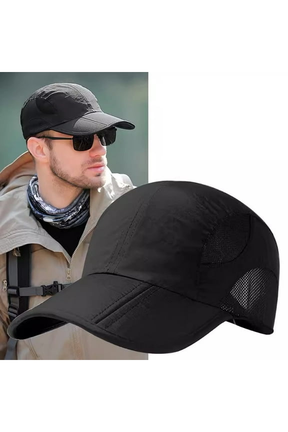 Foldable Quick Dry Mens Baseball Cap Breathable Sun Hat Workout Tennis Hat for Men Outdoor Leisure Sports