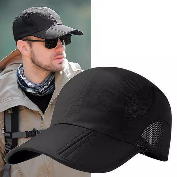 Foldable Quick Dry Mens Baseball Cap Breathable Sun Hat Workout Tennis Hat for Men Outdoor Leisure Sports