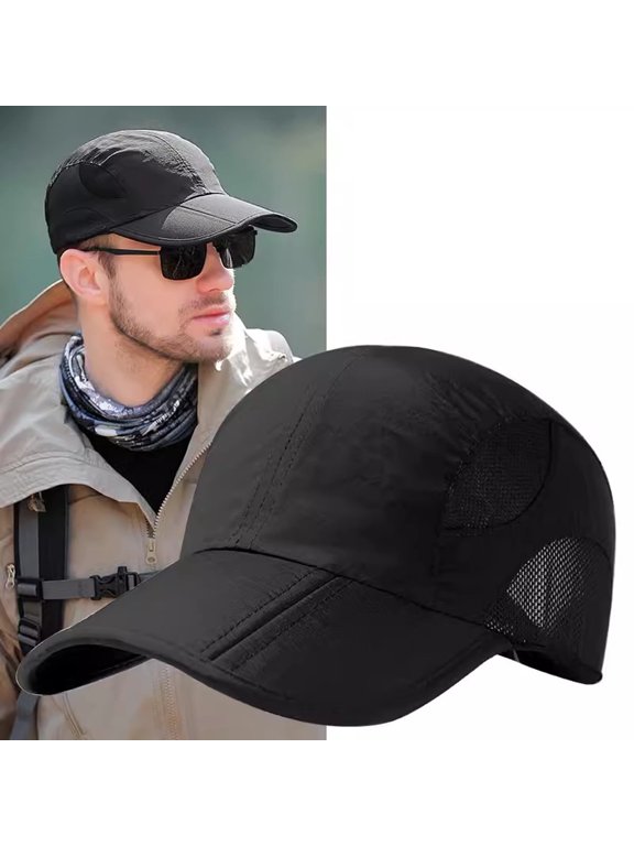 Foldable Quick Dry Mens Baseball Cap Breathable Sun Hat Workout Tennis Hat for Men Outdoor Leisure Sports