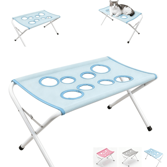 Foldable Quick Dry Mesh Dog Grooming Stand | Foldable Metal Frame Pet Grooming Mesh Bath Stand 8‑Hole Breathable Mesh for Pet Bathing Trimming Daily Grooming Blue