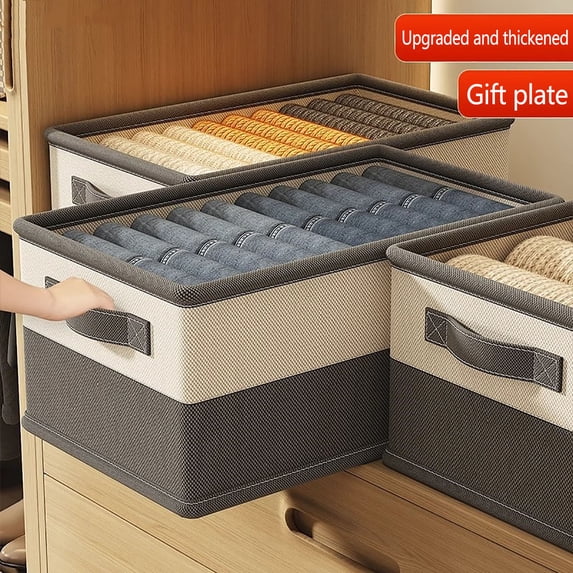 Foldable Quilt Storage Box, Clothing Organizer, Multi-Compartment Closet Storage Basket for Household Organization