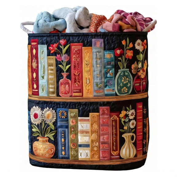 Foldable Quilted Laundry Basket with Soft Padding and Floral Design for Bedroom Bathroom Storage