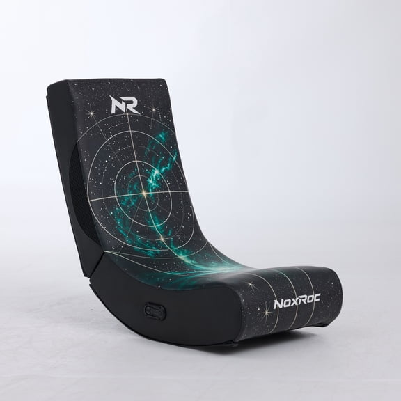 Foldable RGB LED Gaming Rocker Floor Chair, Planet Space Print PU Leather, Black/Pink for Teens Adults