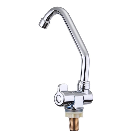 Foldable RV Faucet Rotating Single Handle, Deck/Wall Mounted RV Kitchen Tap Copper Cold Water - Modern Design