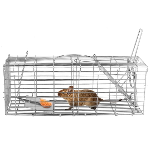 Foldable Rat Trap Cage, TeqHome Humane Live Rodent Trap Cage, 14.37*5.11*8.66 inches Rat Trap Cage Small Live Animal Pest Rodent Mouse Control Bait Catch with Detachable L Shaped Rod
