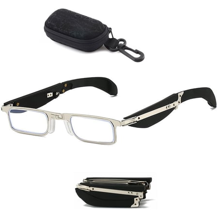 Foldable Reading Glasses with Anti Blue Light Protection - Portable Progressive Multifocal Lenses, Flip Cover Case, Lightweight Readers for Men & Women, Presbyopia Eyewear