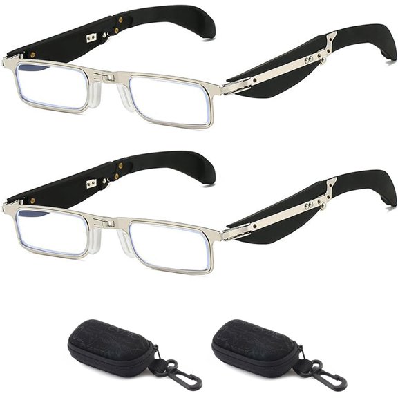 Foldable Reading Glasses with Anti Blue Light Protection - Portable Progressive Multifocal Lenses, Flip Cover Case, Lightweight Readers for Men & Women, Presbyopia Eyewear