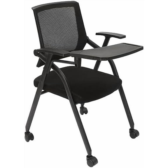 Foldable Reception Chair Tablet Arm Chair Mesh Guest Nesting Chair with Caster Wheel for Conference Halls Office Schools Meeting Rooms$$Office
