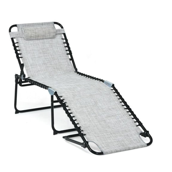 Foldable Recline Lounge Chair, Adjustable Backrest & Footrest - Beach, Camping, Patio - 265lbs Capacity