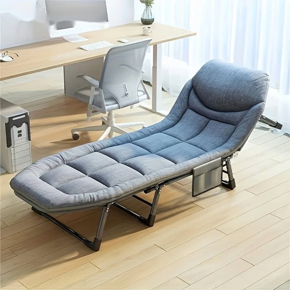 Foldable Recliner Chair: 6-Speed Adjustable Folding Bed with Mattress, Heavy-Duty Portable Manual Recliner for Indoor Outdoor Camping Patio Garden Home Office - Easy Clean