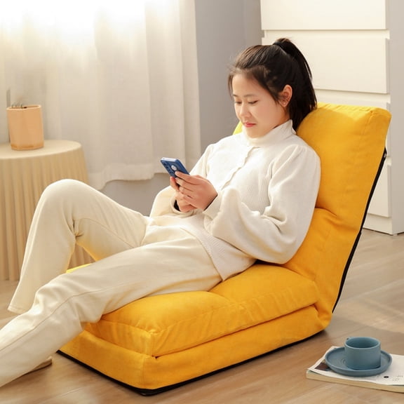 Foldable Recliner Chair Lazy Lounge Chairs Seat, Folding Lawn Chairs Reclining Living Room Lounge Chairs Adjustable Backrest Chair Window Single Sofa for Bedroom, Living Room