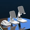 thumbnail image 1 of Foldable Retractable Height Adjustable Phone Stand for Desk with Tilt Angle Viewing Holder Compatible with Cellphones and Tablets, 1 of 9