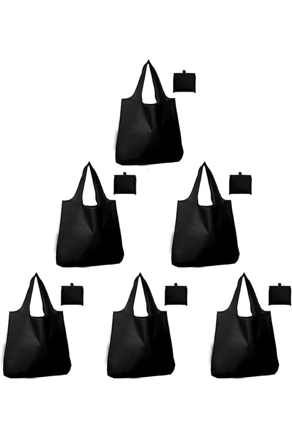 Foldable Reusable Grocery Bags – Heavy Duty 6 Pack with Handles Tote for Women & Men, Market, Travel, Storage