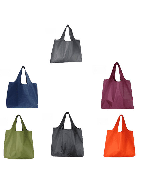 Foldable Reusable Grocery Bags – Heavy Duty 6 Pack with Handles Tote for Women & Men, Market, Travel, Storage