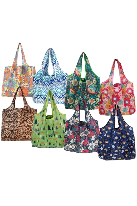 Women's Polyester Shopping Bag Handbags, Multicolor, 8-Piece