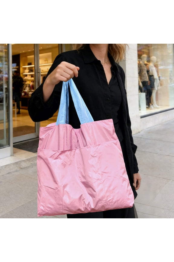 Foldable Reusable Shopping Tote Bag with Hidden Compartment, Waterproof Nylon, Large Capacity for Groceries, Travel, and Daily Use