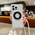 thumbnail image 1 of Foldable Ring for iPhone 15 Plus Case with Magnetic Invisible Stand [Compatible with MagSafe] Shockproof Clear Protection Phone Cover with Adjustable Crossbody Strap for Men Women, White, 1 of 10
