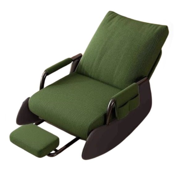 Foldable Rocking Recliner Chair for Adults,Upholstered Reading Glide Chair Accent Rocker Armchair with Footrest Adjustable Back for Living Room