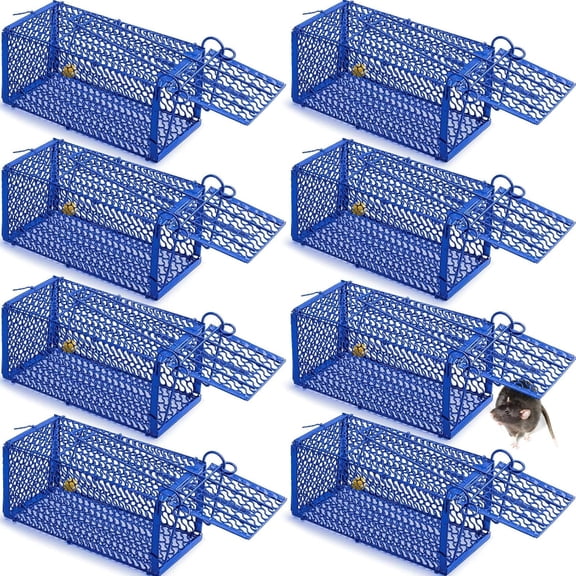 Foldable Rodent for Small Live Animal Voles Hamsters Catch and Release for Kitchen Yard Garage Indoors Outdoors@, 8 Pcs Humane Rat Trap Chipmunk Squirrel Cage Trap (Blue)#!