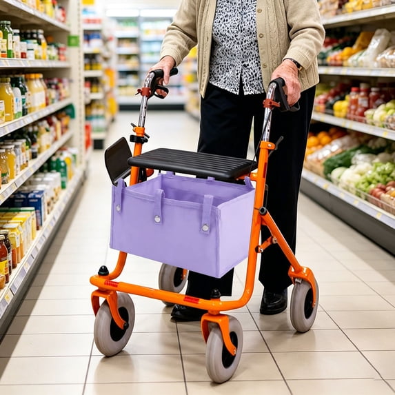 Foldable Rollator Storage Basket, Under-Seat Cloth Bag for Four-Wheel Walkers, Travel and Daily Use