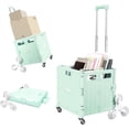 thumbnail image 1 of Foldable Rolling Crate for Stair Climbing : Utility Cart for Grocery File Office Book (Light Green), 1 of 12