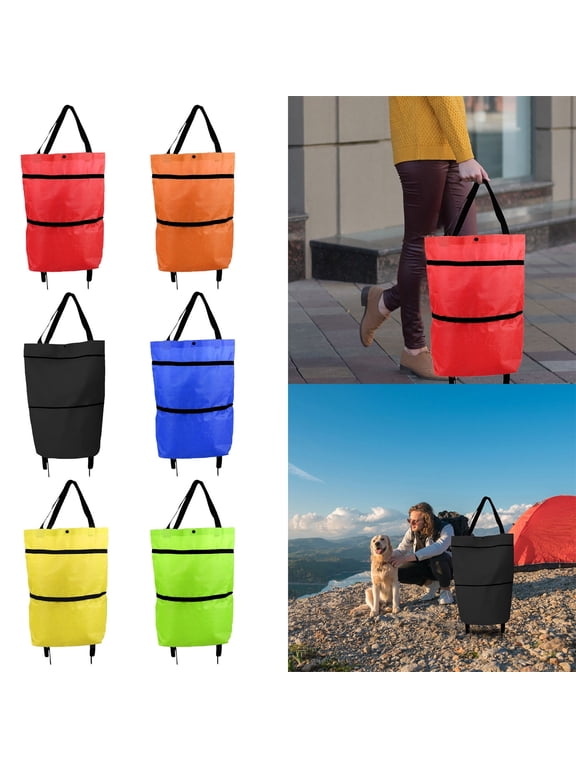 Foldable Rolling Laundry Bag with Wheels and Kickstand Portable Tote for Grocery Shopping Dorm Storage Travel and Light Loads Multi Purpose Carry Handle