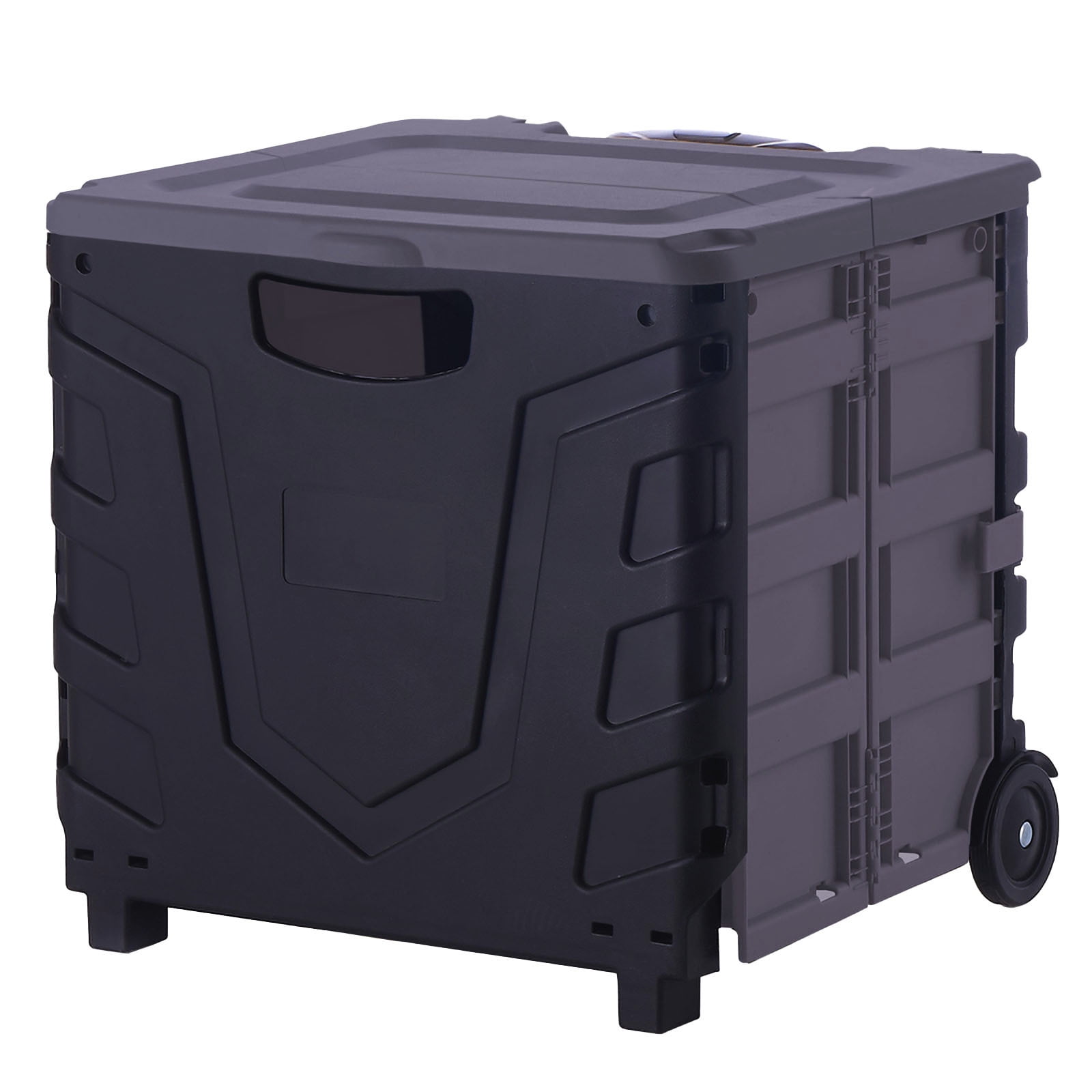 Foldable Rolling Pull Cart with Telescopic Handle Storage Crate