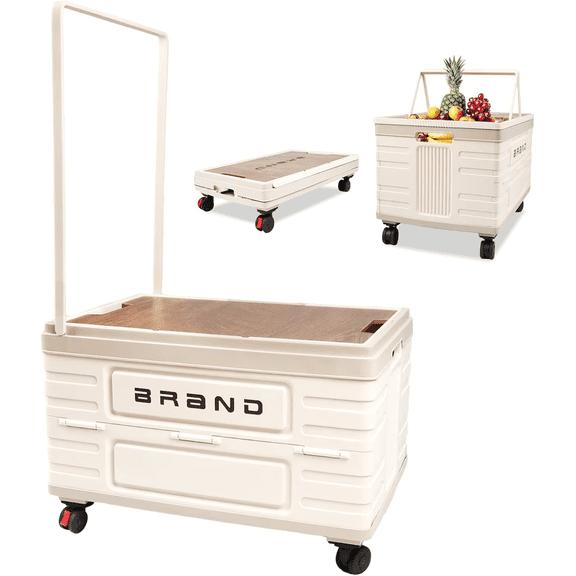 Foldable Rolling Storage Cart with 360 Silent Wheels, Portable Heavy Duty Utility Organizer for Home, Garage, RV, Camping & Outdoor Use