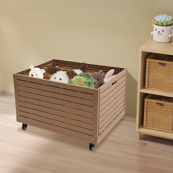 Foldable Rolling Storage Crate with Wheels, Collapsible Storage Bin 440LBS Capacity Plastic Furniture Moving Dolly Cart, 360 Rotation Wheels for Travel, Shopping (32.28"x23.62"x18.11")