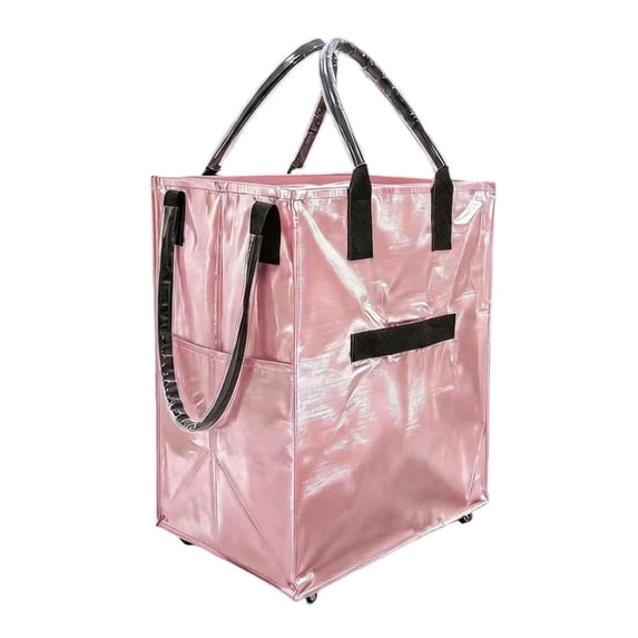 Foldable Rolling Tote Reusable Grocery Bag on Wheels, Shopping Cart with 4 Heavy Duty Wheels for Trips, Laundry, Camping, and Storage, Portable Shopping Trolley