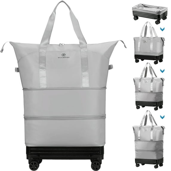 Foldable Rolling Travel Bag Expandable Duffel With 360° Wheels Trolley Sleeve Luggage Bag Waterproof Carry On Overnight Tote For Home Storage Gym Moving Camping