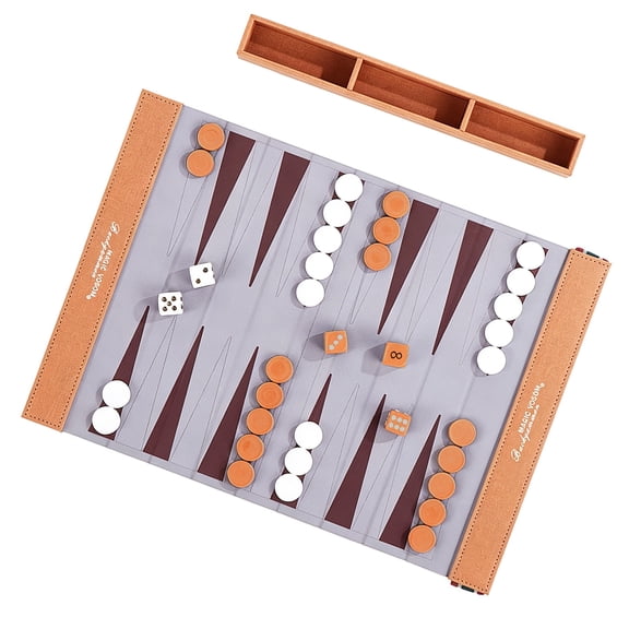 Foldable Rolls Up PU Leather Backgammon Board Backgammon Game Mat With Acrylic Piece Ideal For Picnics Parties And Gifts