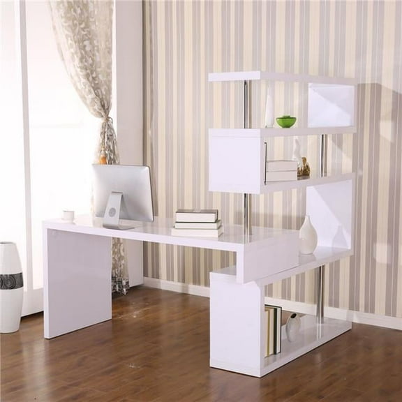 Foldable Rotating Corner Desk & Shelf Combo