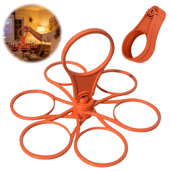 Foldable Rotating Cup Holder, Portable Multi Cup Carrier for Coffee Cups and Wine Glasses, Plastic Storage Rack for Party and Travel