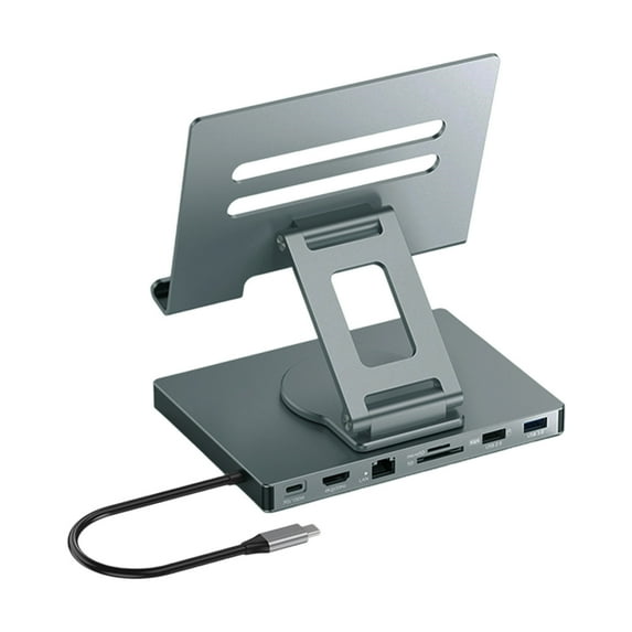 Foldable Rotating Laptop Stand With Type C Adapter 100W Charging RJ45 Networking