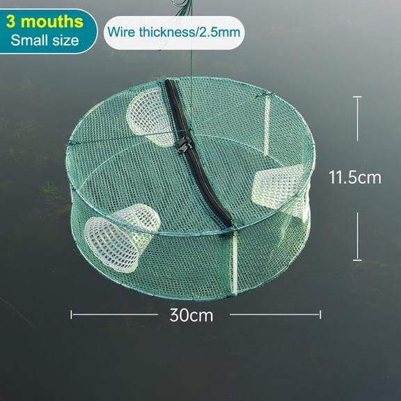 Foldable Round Fishing Trap Net, 3/4 Hole Nylon Mesh Cage for Fish Shrimp Crayfish Bait Catching