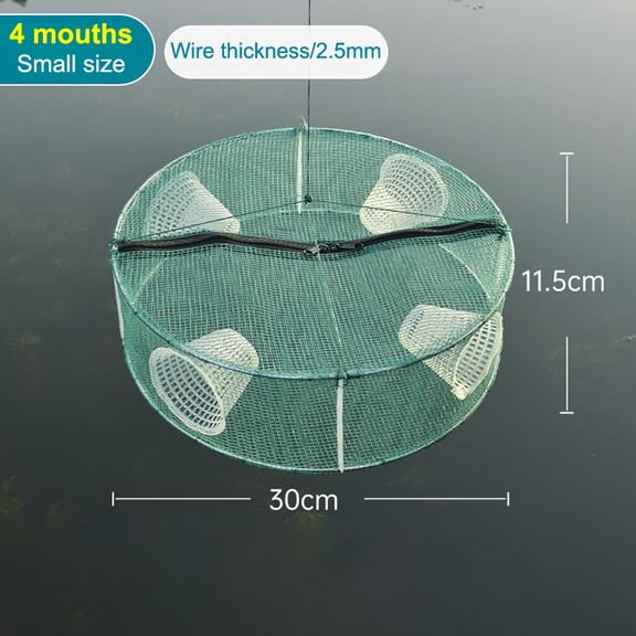 Foldable Round Fishing Trap Net, 3/4 Hole Nylon Mesh Cage for Fish Shrimp Crayfish Bait Catching