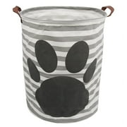 Foldable Round Large Storage Baskets, 19.7" Waterproof Cotton Linen Laundry Hamper Clothes Basket with Handles for Kids Baby Toy &Clothing Collection Round - Dog Footprint