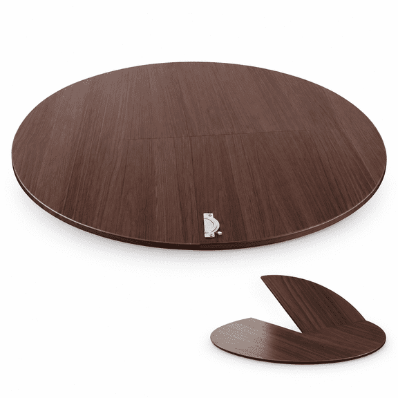 Foldable Round Wood Table Top Extender, 55.12 Inch Diameter, Dark Walnut Finish