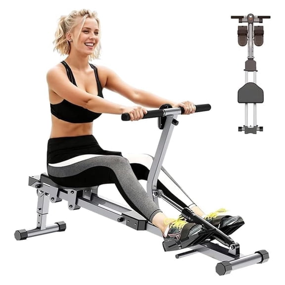 Foldable Rowing Machine, 12-Level Hydraulic Rower for Home Gym