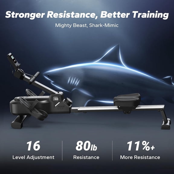 Foldable Rowing with 16-Level Magnetic Resistance, Compact Home Cardio Equipment for Full-Body Workout, 350 LBS Capacity