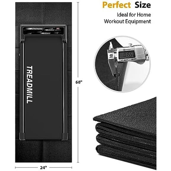 Foldable Rubber Treadmill Mat - Exercise Bike Mat with Waterproof Non-Slip Shock Absorption, Exercise Equipment Mat to Protect Floor for Home Gym Workout