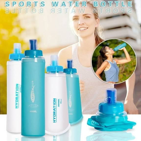 Foldable Running Water Bottle, Tpu Sports Hydration Pack, 500ml Collapsible Leak-proof Soft Flask with Bite Valve for Hands-free Use During Hiking, Jogging & Outdoor Fitness Activities