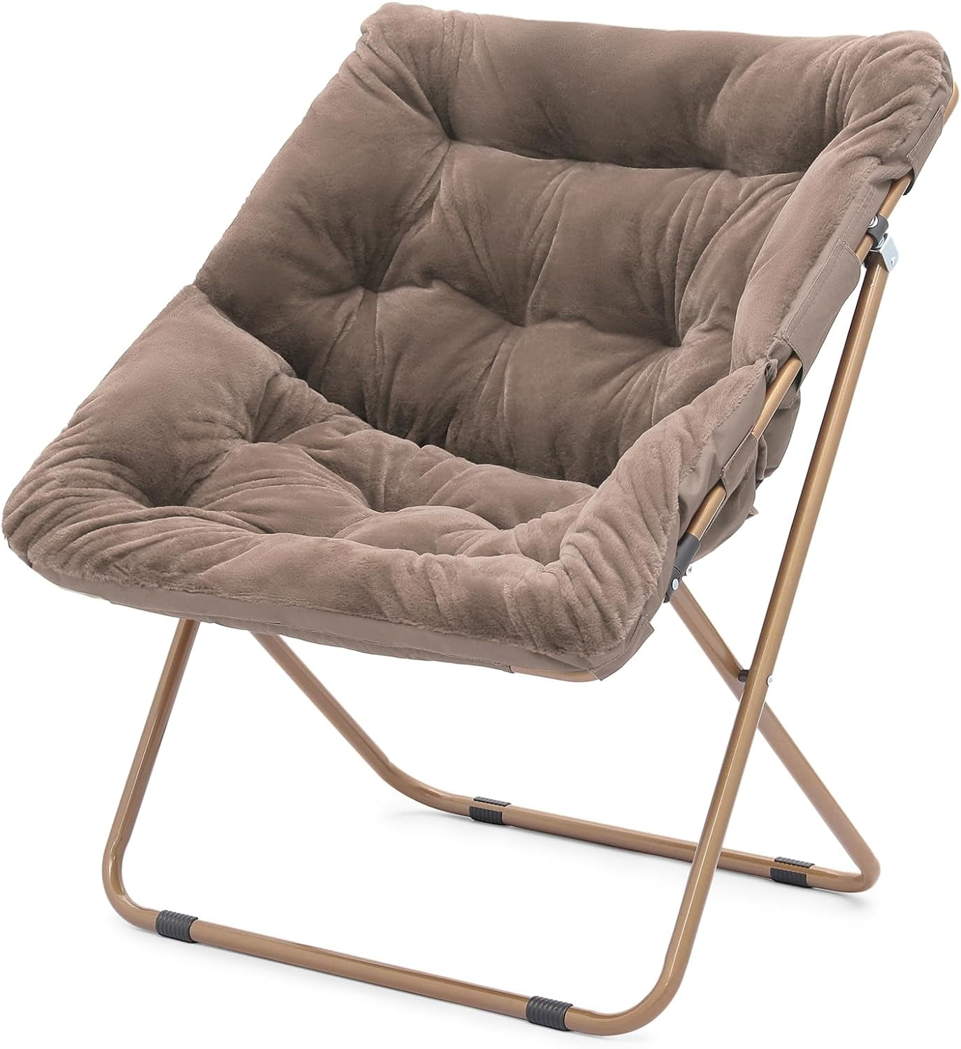 Foldable Saucer Chair For Adults Large Cozy Chair For Bedroom, Beige