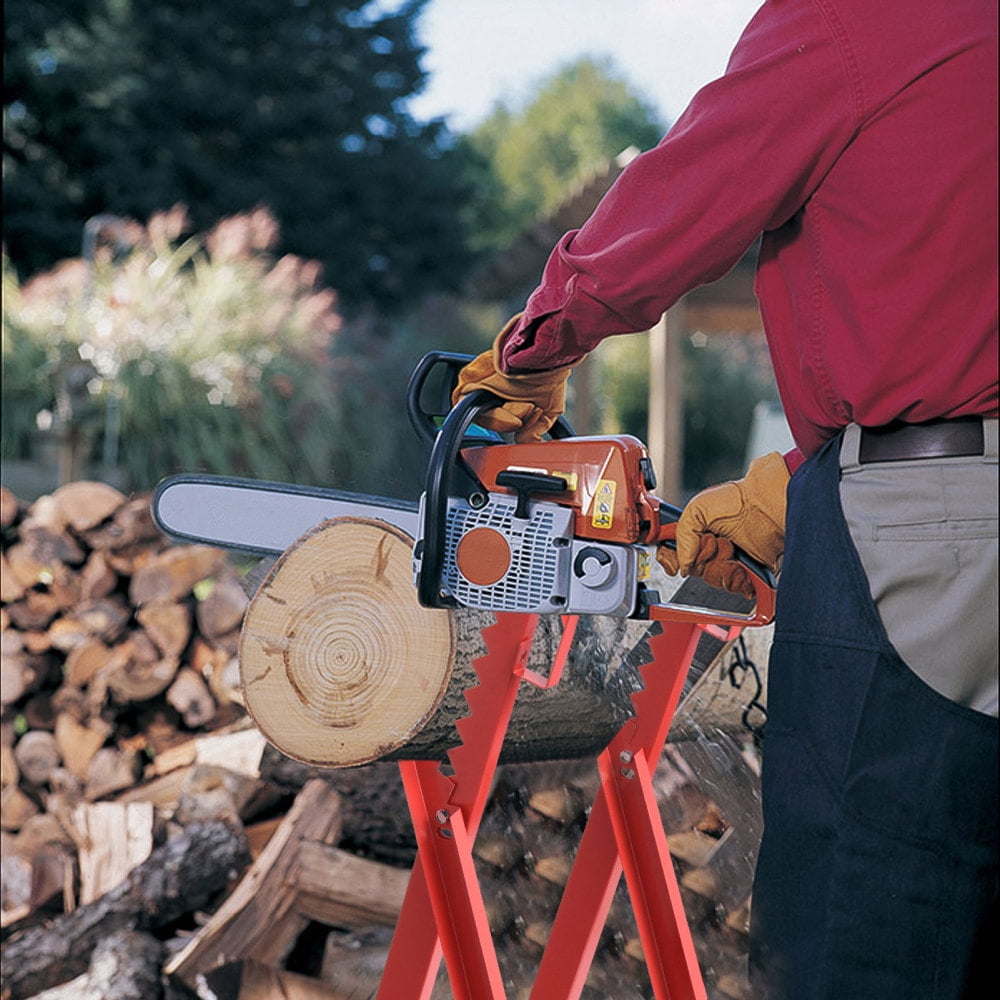 Foldable Saw Horse, 15.7in Diameter Log Holder, Portable Iron Sawbuck for Chainsaw Cutting
