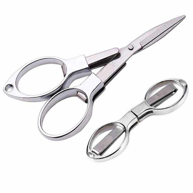 Portable Folding Stainless Steel Scissors Mini Folding Scissors Travel  Scissors Color Silver