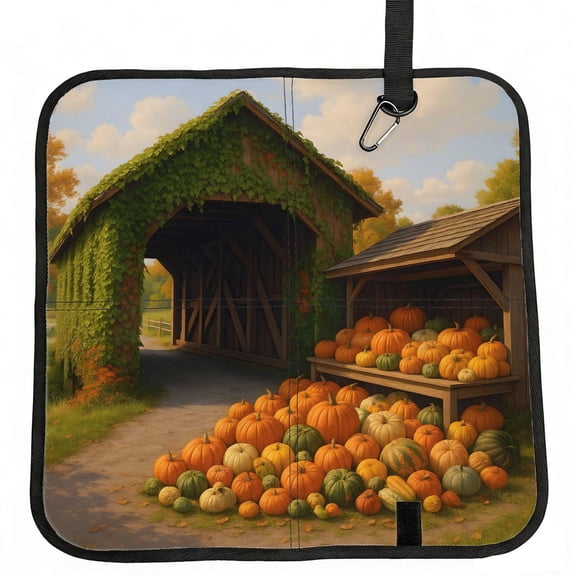 Foldable Seat Cushion Oxford Fabric Waterproof Pe Cotton Stadium Bleacher Pad Camping Travel Outdoor Seat Folds 15.8x15.8in Covered Bridge