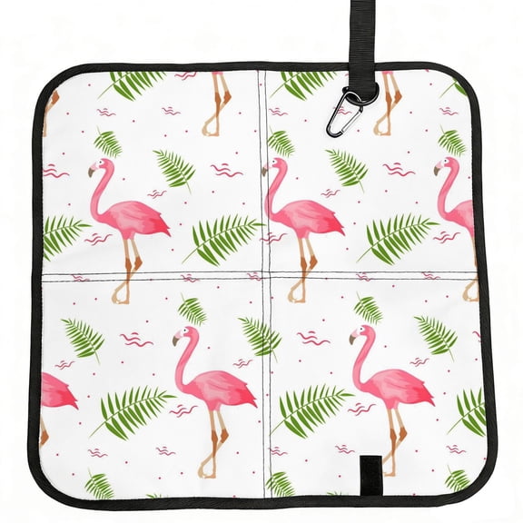 Foldable Seat Cushion Oxford Fabric Waterproof Pe Cotton Stadium Bleacher Pad Camping Travel Outdoor Seat Folds 15.8x15.8in Cute Flamingo Tropical Leaves